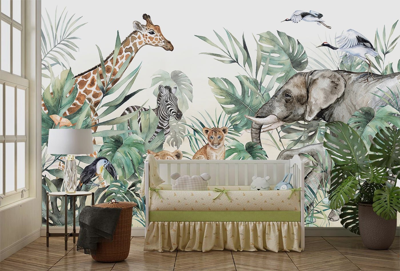 Jungle Safari Animals Wallpaper - Removable Wallpaper - Peel and Stick ...