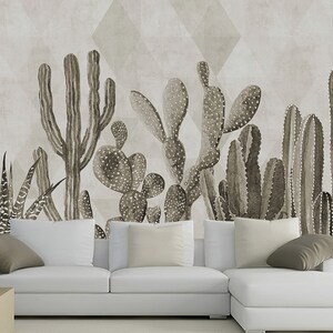 Carta da parati tropicale Desert Plant the Cactus - Murales di cactus - Carta da parati rimovibile - Stacca e incolla - Carta da parati tropicale - Carta da parati moderna