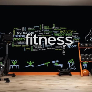 Gym Wallpaper - Removable Wallpaper - Peel and Stick - Fitness Center Wallpaper - Wall Decor - Sport Wallpaper