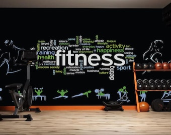 Gym Wallpaper - Removable Wallpaper - Peel and Stick - Fitness Center Wallpaper - Wall Decor - Sport Wallpaper