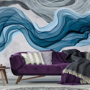 Fondo de pantalla de lujo 3D - Mural de arte ondulado - Arte fluido - Fondo de pantalla abstracto - Fondo de pantalla extraíble - Pelar y pegar - Decoración de pared