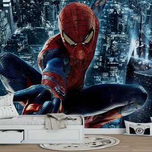 Spiderman Wallpaper - Superheroes Mural - Removable Wallpaper - Peel and Stick - Nursery Wallpaper - Kids Room