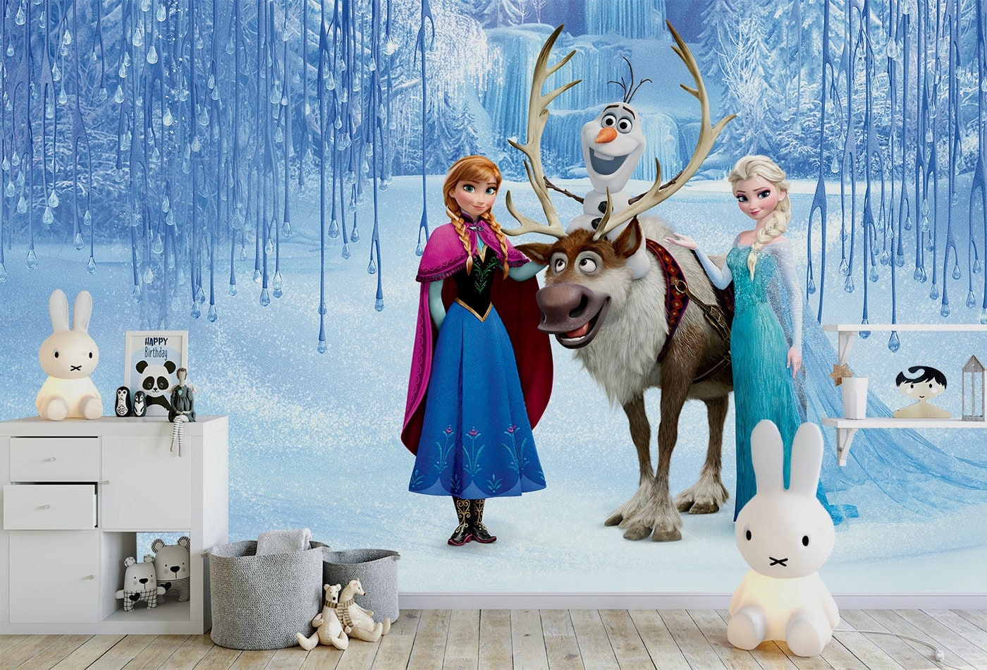 Elsa & Anna Wallpaper - Frozen Wallpaper - Removable Wallpaper - Peel and Stick - Cartoon Wallpaper - Nursery Wallpaper - Kids Room