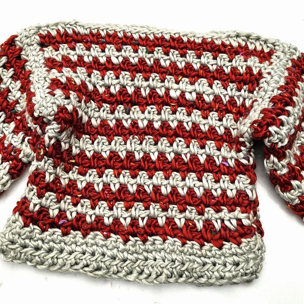 Chunky cosy beginner crochet child's jumper using knit's recycled