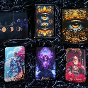 Tarot sur l'engagement de la reine, jeu de cartes de tarot médiéval, jeu de tarot classique, design coloré vibrant, cartes prédatrices de bonne aventure, jeu de divination, sorcière
