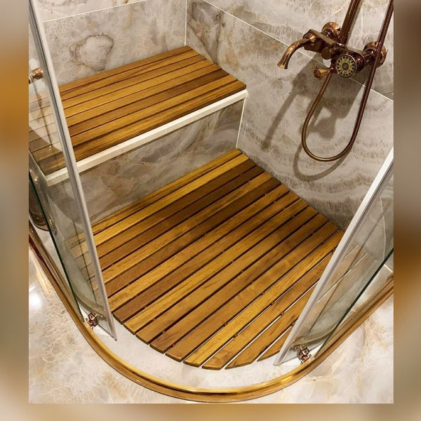 Teak Shower Mat Etsy