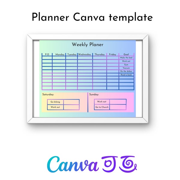 Week planner Canva template