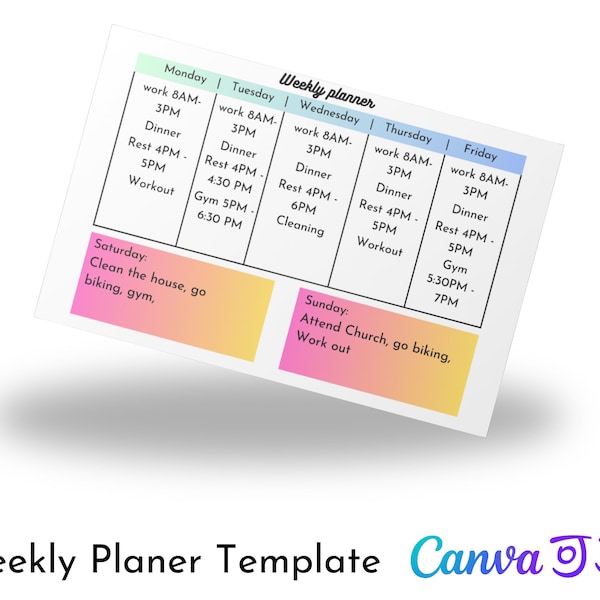 Weekly planer canva template