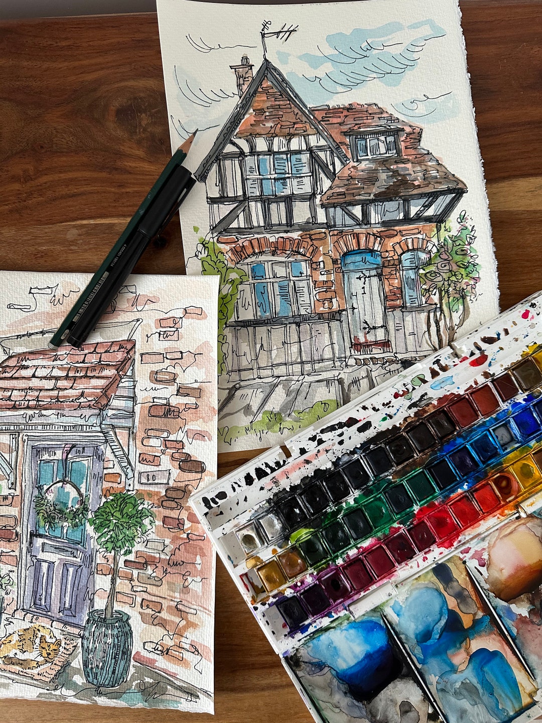 Custom Hand Painted and Drawn House Illustrations, House Warming Gift ...