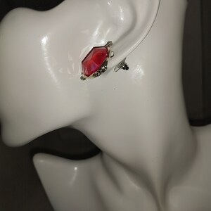 Natural red coral stud earrings image 3