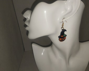 Cute, Colorful, Halloween Earrings. Two Pair Set. Witchy Pumpkins . Glossy Enamel Detail. Fun Halloween, Samhain Dangles