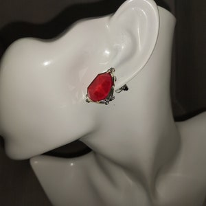 Natural red coral stud earrings image 10