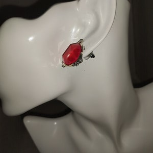 Natural red coral stud earrings image 9