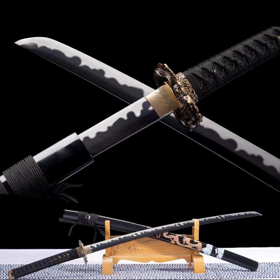 Black Knife Sheath Warrior Knife Roasted Black Blade Japanese Etsy