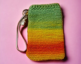 Rainbow knitted phone case 6"