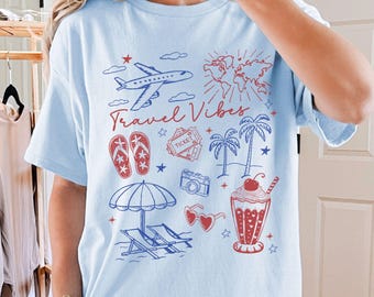 Presente para amantes de viagens, camiseta para bebês de férias de verão, camiseta Wanderlust, camiseta para aventureiros ao ar livre, camiseta para bebês de viagem para meninas, vida de acampamento