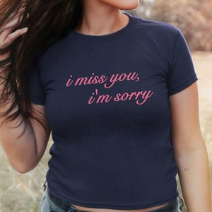 Tęsknię za Tobą Przepraszam Babytee Y2K Koncert Koszulka Prezenty Dla Niej Słodka Modna Estetyka Pop Koncert Fan Prezent, Nastolatek Babytee, Y2Kbaby Koszulka Fangirl