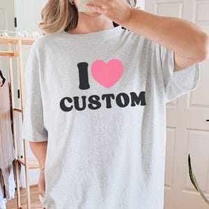 Custom I Love Tshirt Personalized Y2K Gifts Hers Customizable Text Shirt Teenager Babytee Cute Personalized I Heart Babytee Y2K Gift Custom