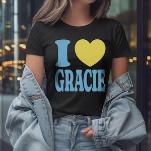 I Love Gracie Shirt Cute Heart Gracie Babytee, Retro Music Shirt For Women Gifts For Her, Teenager Baby Tee Y2K Indie Pop Fan Tee Shirt