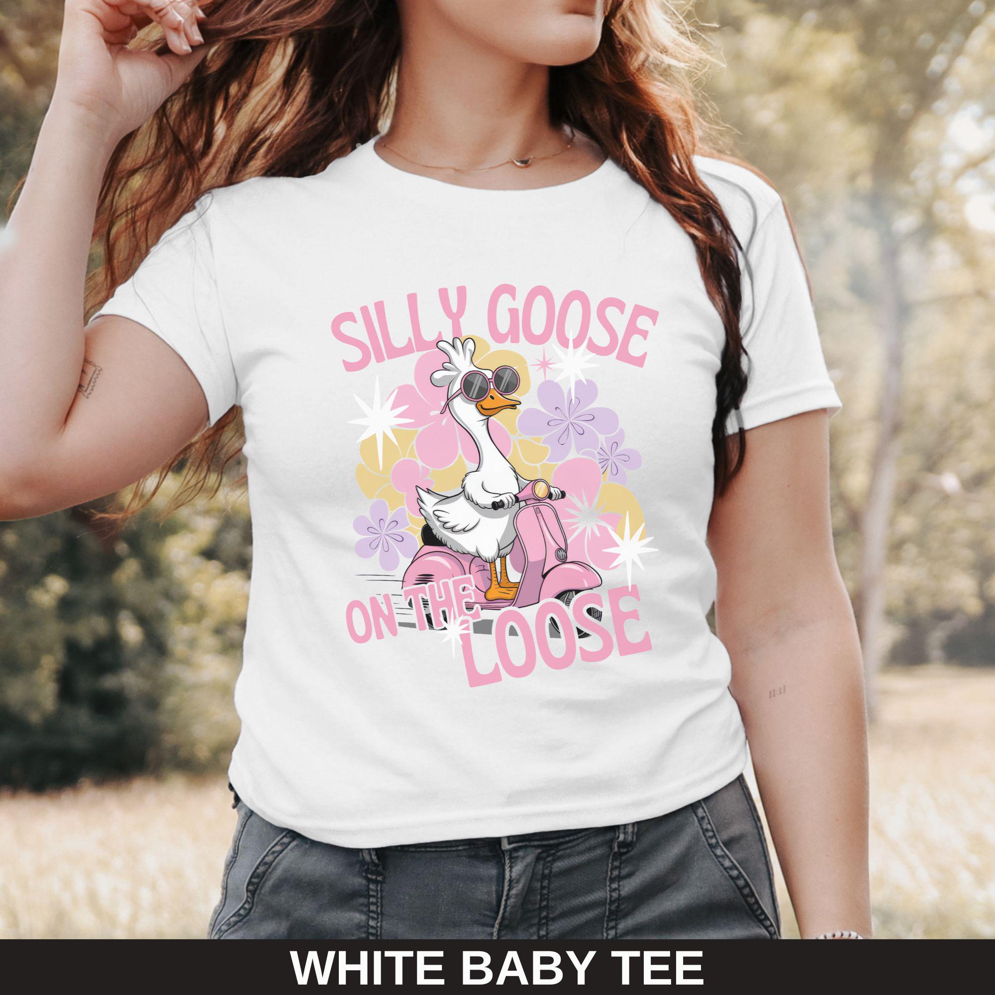 Camiseta engraçada Goose Babytee, presente para mulheres, camiseta engraçada Goose, roupa moderna para meninas, Goose Funnies, camiseta sarcástica Goose, trocadilho com animais
