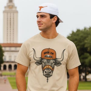 Hook &#39;Em Texas Longhorns Shirt – Bevo Mascot Graphic Tee – Game Day Spirit