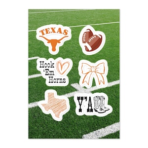Texas Longhorns Sticker Sheet: UT Austin Burnt Orange Decals