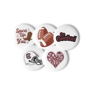 Gamecock Gameday Pins Set of 5 | South Carolina Buttons | College Football Flair