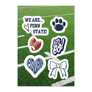 Penn State Football Sticker Sheet – 6 Glossy Stickers – Nittany Lions Game Day Spirit Decals