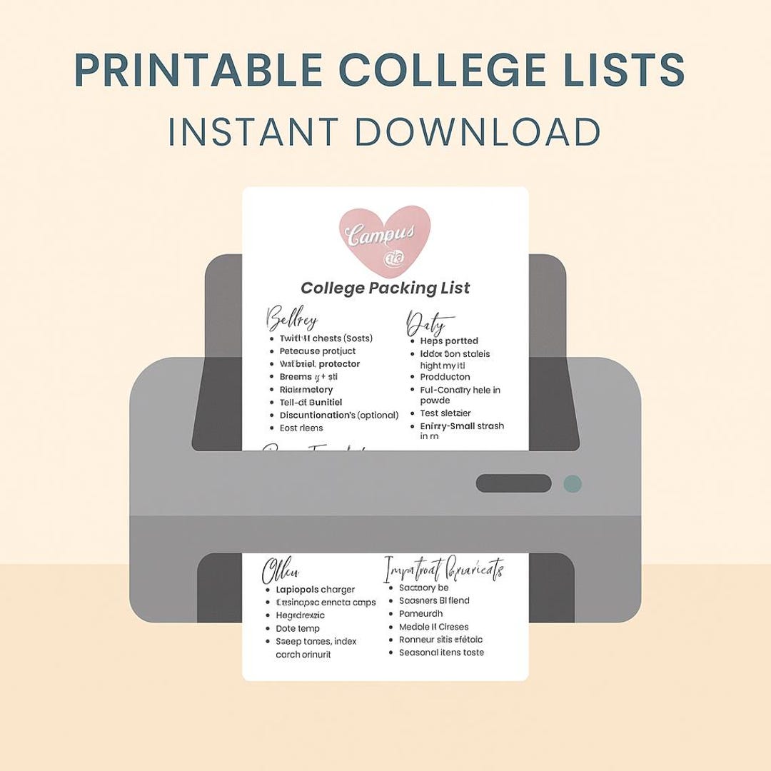 College Essentials Printable Bundle – Student Packing List, Budget ...