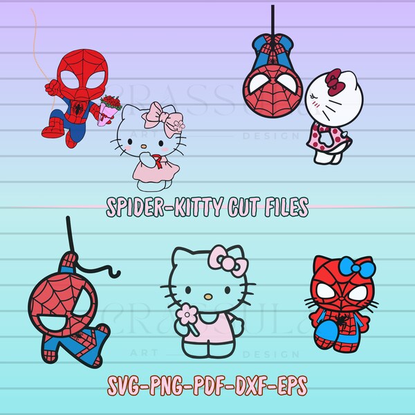 Spider Kitty SVG, Kawaii SVG, Funny Valentine’s Day, Silhouette Vector Cut File, Cricut,Laser,Digital Download, svg, png, dxf, pdf, eps