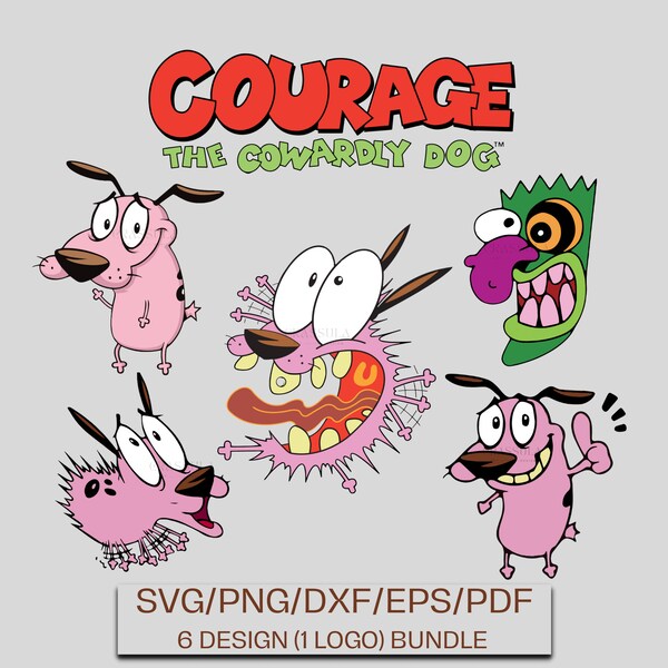 Courage The Cowardly Dog SVG Bundle, Vector Files, Cricut, Laser, Print, svg/png/dxf/eps/pdf, 1 Logo & 5 Design, Digital Download