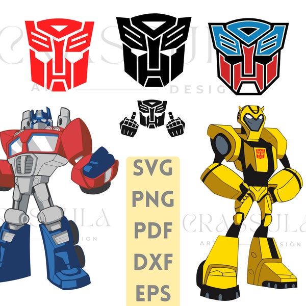 Transformers Bundle svg, png, dxf, pdf, eps, for Cricut, for Laser, Shirt Design, Printable, Transformers Masks, Autobots Logo, for Kids
