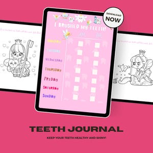 Tabla mágica de cepillado de dientes para niñas: rastreador de higiene dental divertido e interactivo
