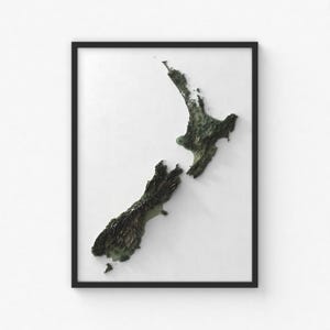 Impresión de mapa de Nueva Zelanda / Arte mural topográfico moderno / Impresión de póster giclée