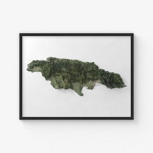 Impression de carte de la Jamaïque | Art mural topographique moderne | Impression giclée d'affiche