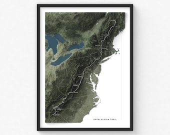 Appalachian Trail Map Print | Modern Topographic Wall Art | Giclée Poster Print