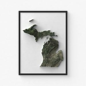Michigan Map Print | Modern Topographic Wall Art | Giclée Poster Print
