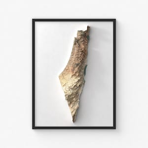 Impresión de mapa de Palestina / Arte mural topográfico moderno / Impresión de póster Giclée