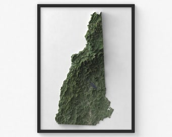 New Hampshire Map Print | Modern Topographic Wall Art | Giclée Poster Print