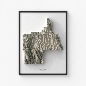 Impression de carte du parc national de Mesa Verde | Art mural topographique moderne | Impression giclée d'affiche