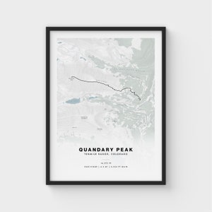 Quandary Peak Trail Map Print | Tenmile Range Colorado Fourteener | Wall Art