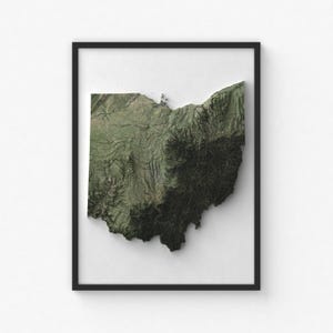 Ohio Karte Drucken | Moderne Topographische Wandkunst | Giclée Posterdruck