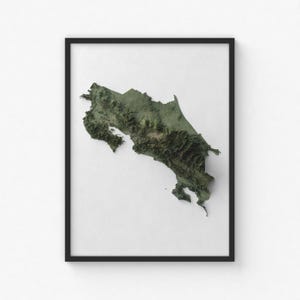 Costa Rica Karte Poster | Moderne Topographische Wandkunst | Giclée Posterdruck