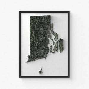 Rhode Island Karte Drucken | Moderne Topographische Wandkunst | Giclée Posterdruck