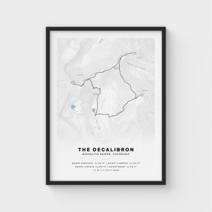 La carte du sentier Decalibron Impression | Mont-démocrate, Cameron, Lincoln, Bross | Gamme Mosquito | Colorado quatorze
