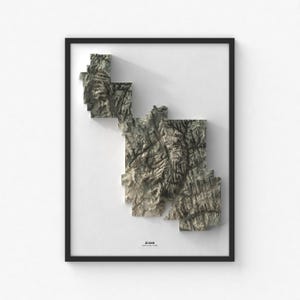 Impression de carte du parc national de Zion | Art mural topographique moderne | Impression giclée d'affiche