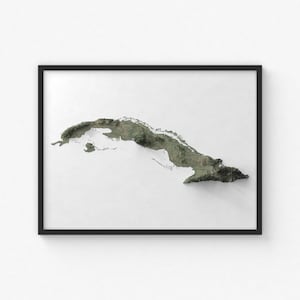 Kuba Karte Drucken | Moderne Topographische Wandkunst | Giclée Posterdruck