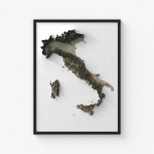Impresión de mapa de Italia / Arte mural topográfico moderno / Impresión de póster giclée