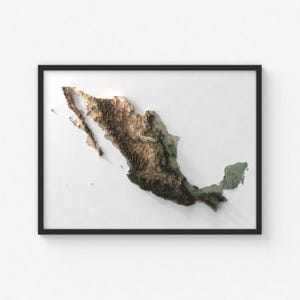 Mexiko Karte Drucken | Moderne Topographische Wandkunst | Giclée Posterdruck