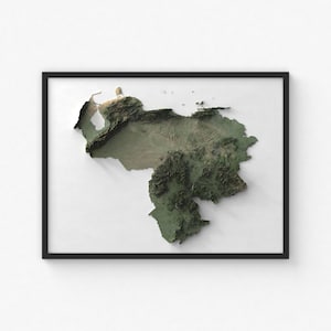 Venezuela Map Print | Modern Topographic Wall Art | Giclée Poster Print